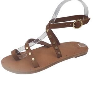 New Beek Gladiator Studded Lorikeet Tan Wrap Sandals Women's size 6